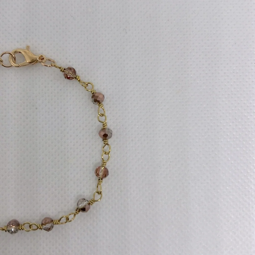 Dainty Firepolished Copper Glass Bead Bracelet - Picture 5 of 6